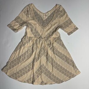 Free People Beige and Gray Mini Dress